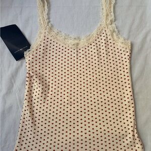 Brandy Melville cream heart laced singlet